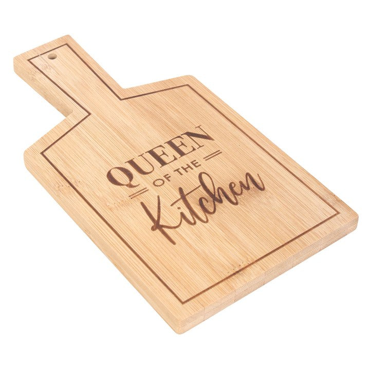 'Queen Of The Kitchen' Bamboo Chopping Board