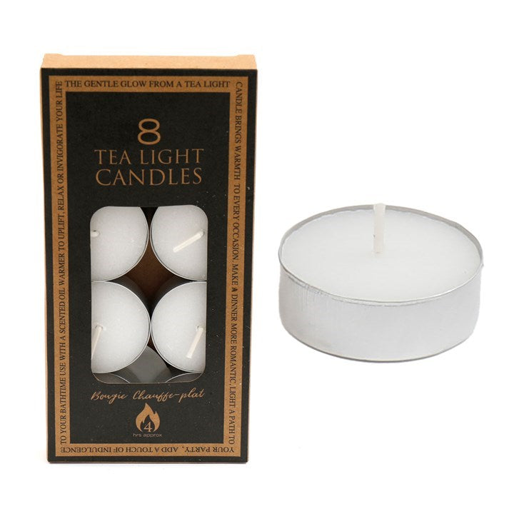4 Hour unscented Tealight Candles 8 Pack
