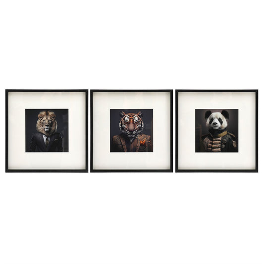 Set of 3 Framed Animal Head Wall Art