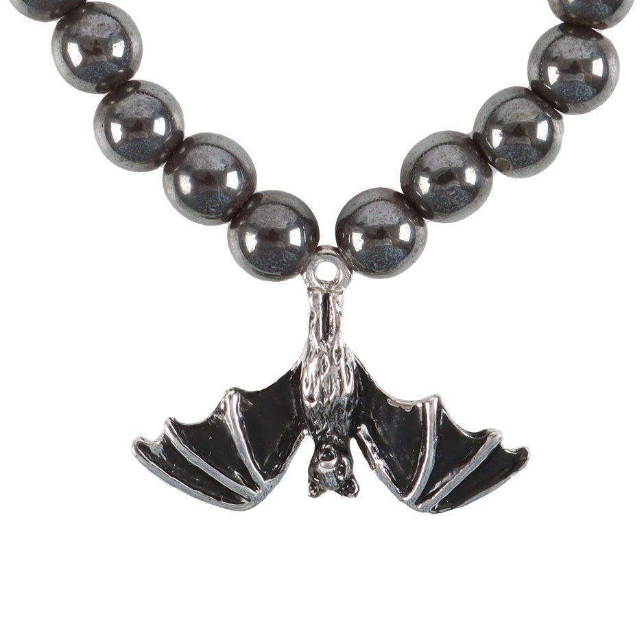 Hematite Bracelet With Hanging Bat