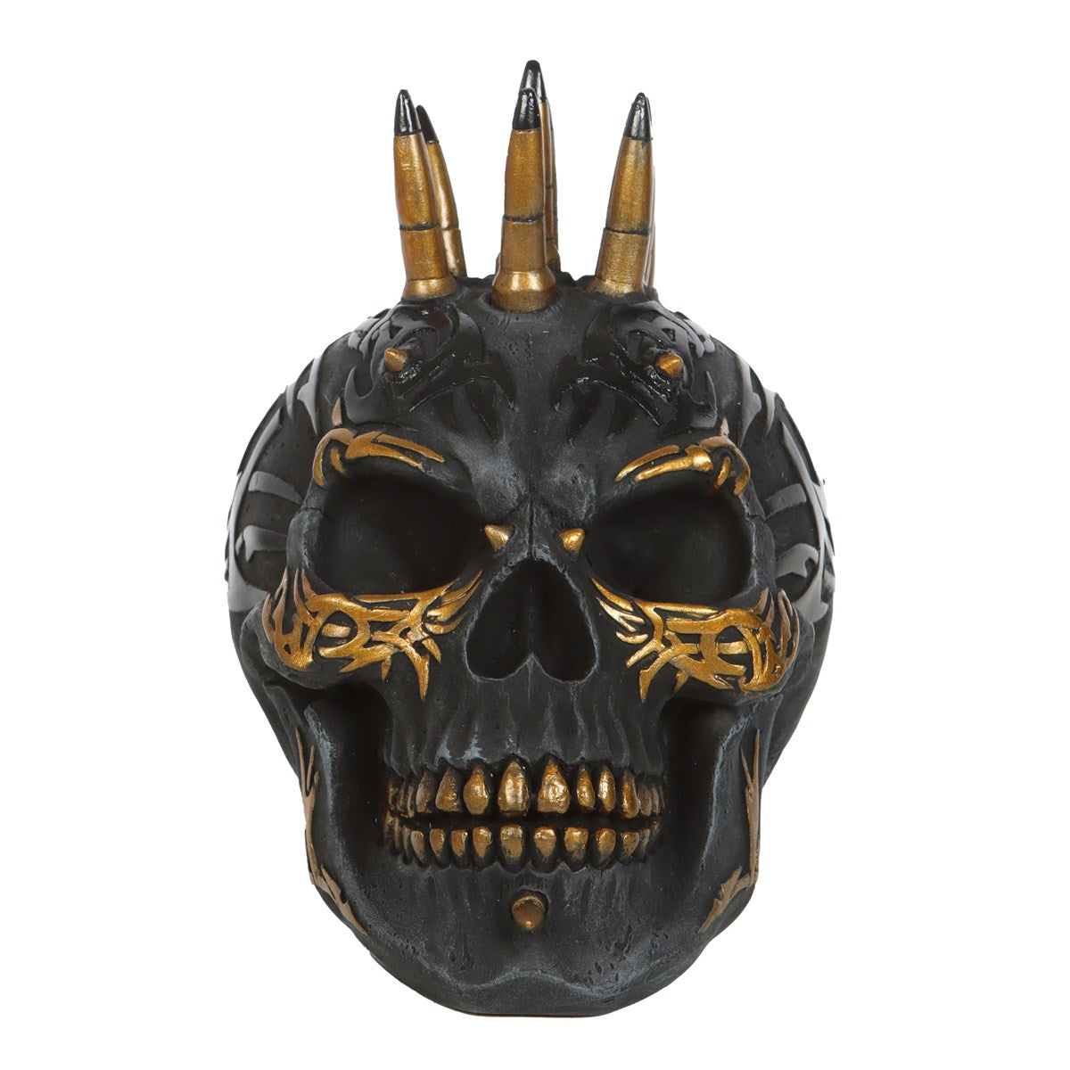 Matte & Gloss Black & Gold Bullet Skull