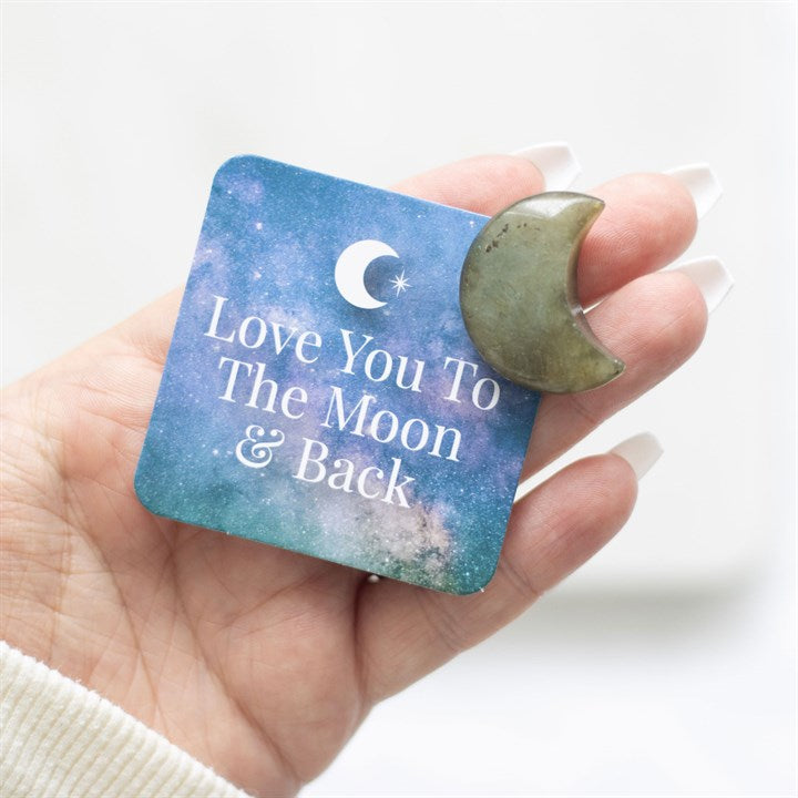 Labradorite Moon With ' Love you to the moon & back'