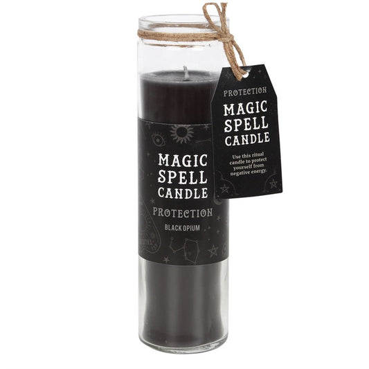 Opium Scented Black Protection Spell Tube Candle