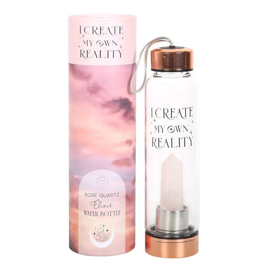 Rose Quartz 'I Create My Own Reality' Glass Water Bottle