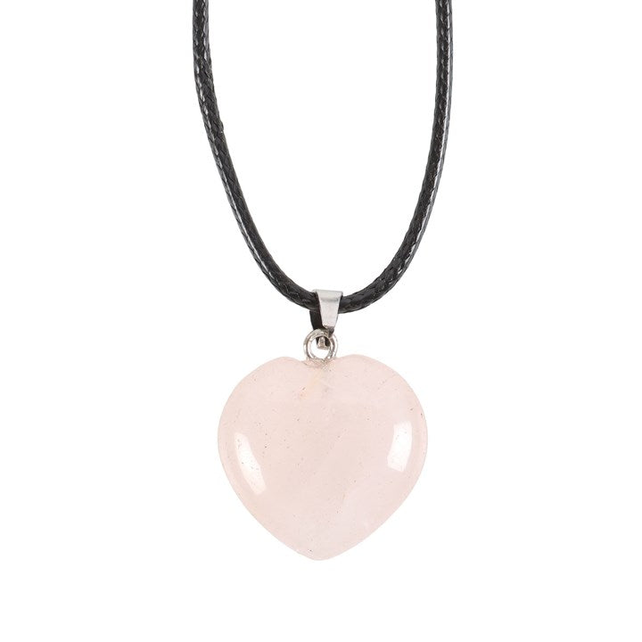 Rose Quartz Healing Crystal Heart Necklace