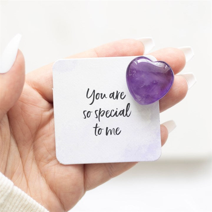 Amethyst Crystal Heart With ' You Are Special To Me '