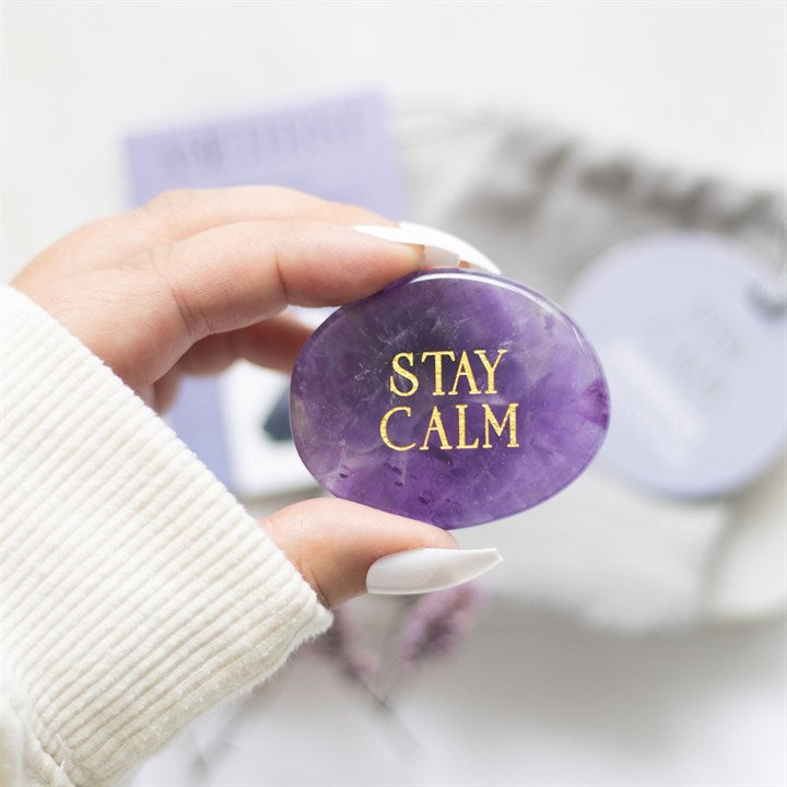 Amethyst Palm Stone With Calming message