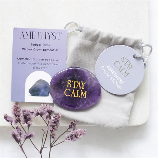 Amethyst Palm Stone With Calming message