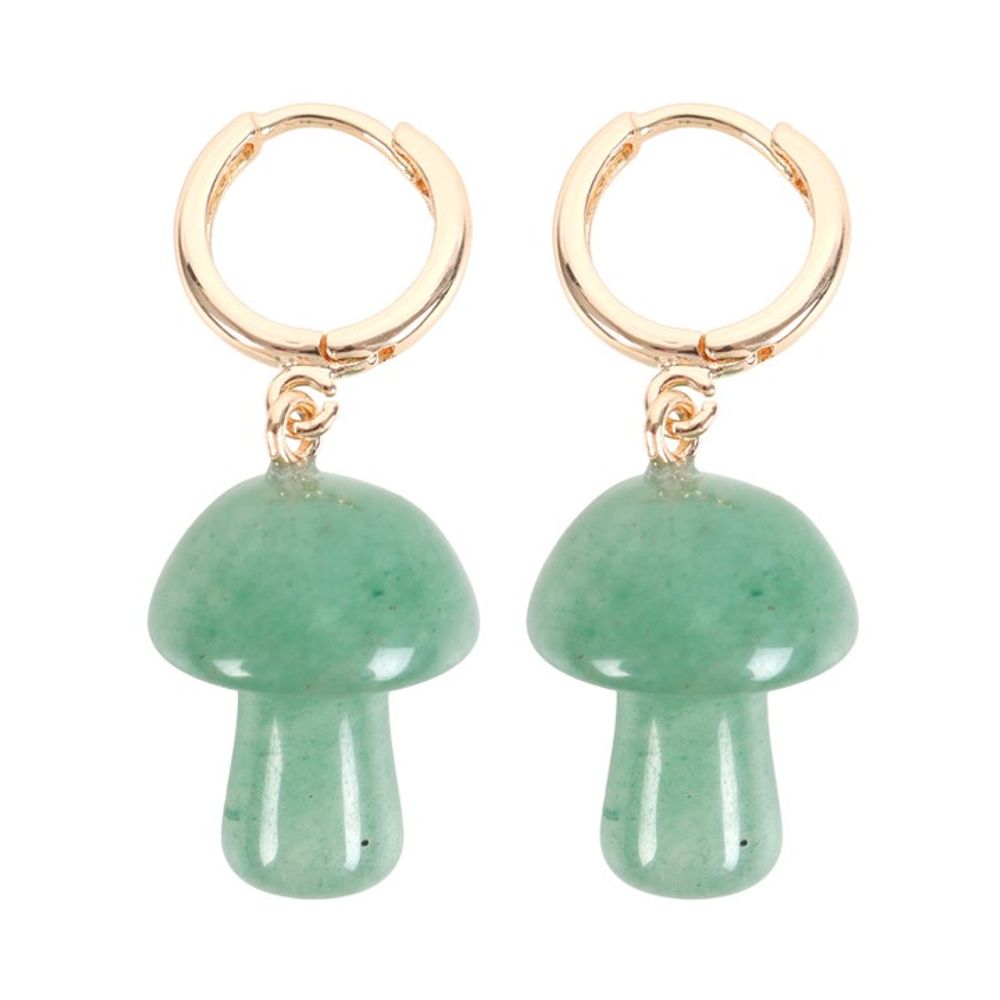 Green Aventurine Crystal Mushroom Earrings