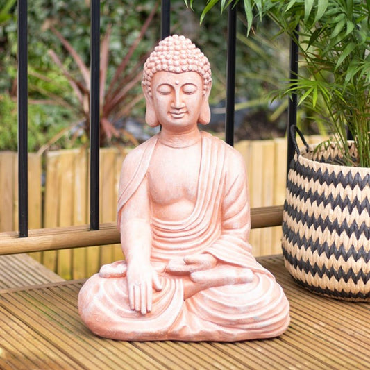 Terracotta Effect 52cm Sitting Garden Buddha