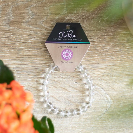 Crown Chakra Clear Quartz Gemstone Bracelet