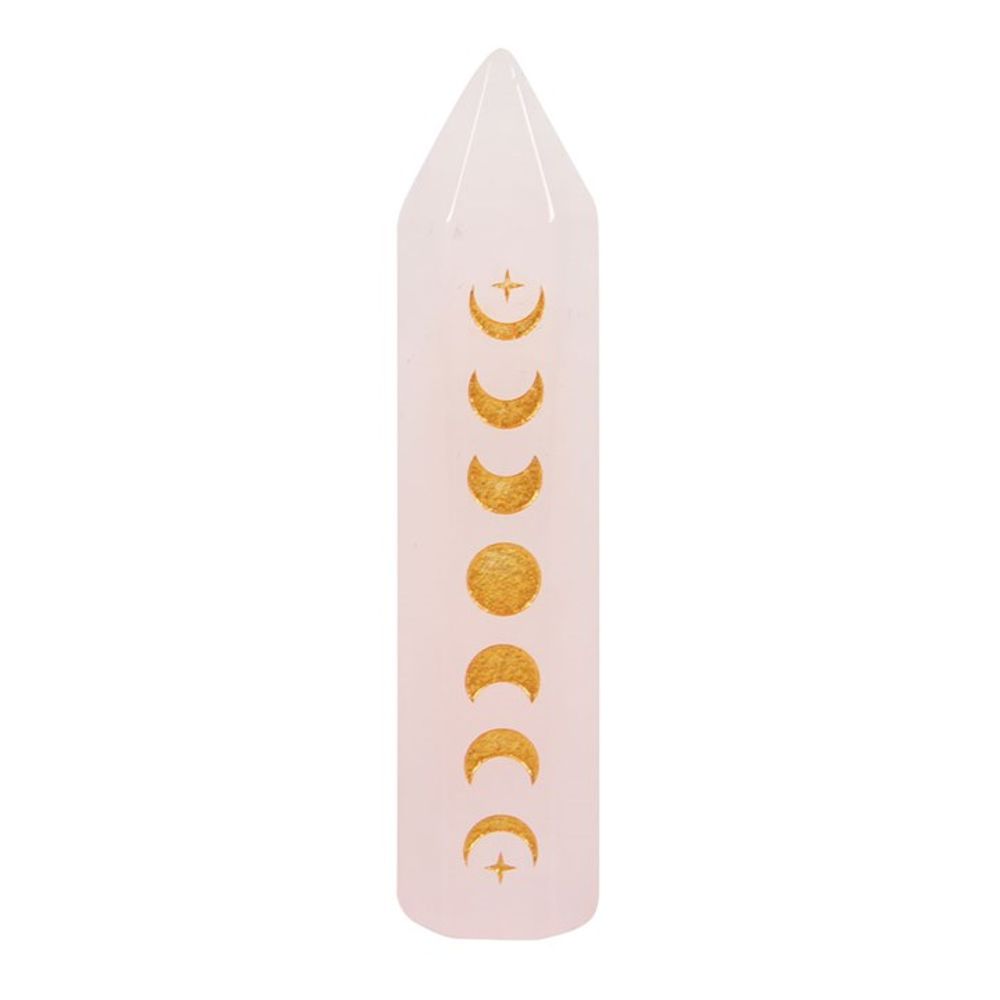 5cm Rose Quartz Moon Phase Crystal Point with pouch