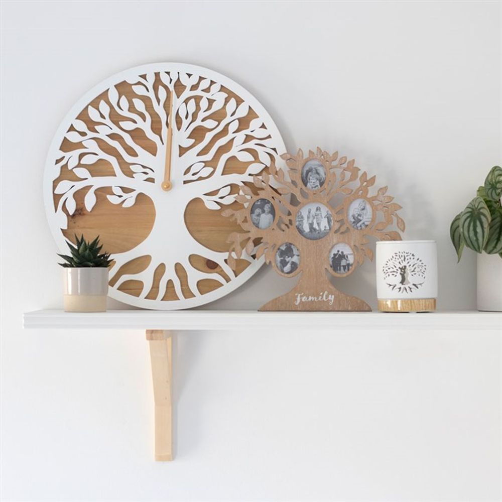 40cm White Tree of Life Cut Out Clock