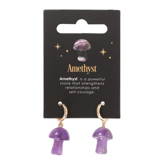 Amethyst Crystal Mushroom Earrings