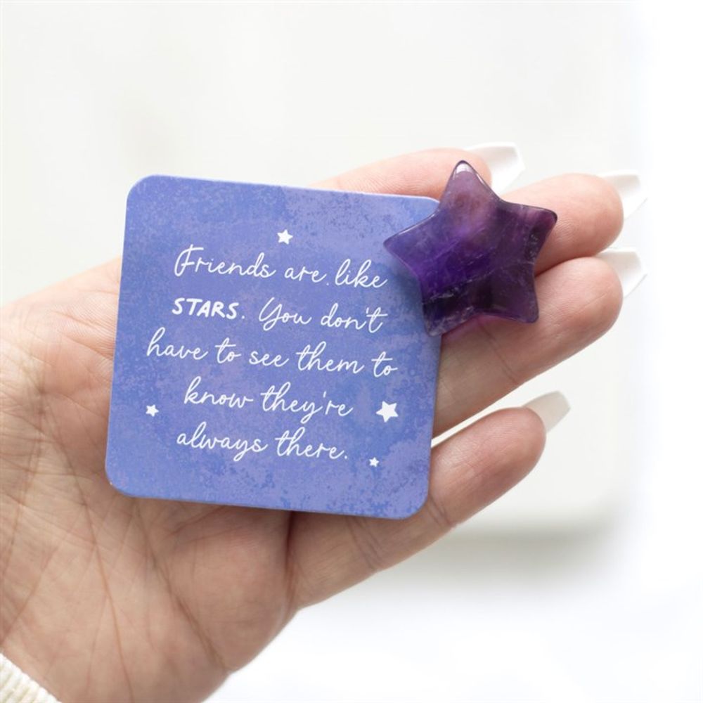Friends Are Like Stars Lucky Amethyst Crystal Star in a Bag