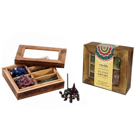 Mandala Elephant Incense Gift Set in Wooden Gift Box