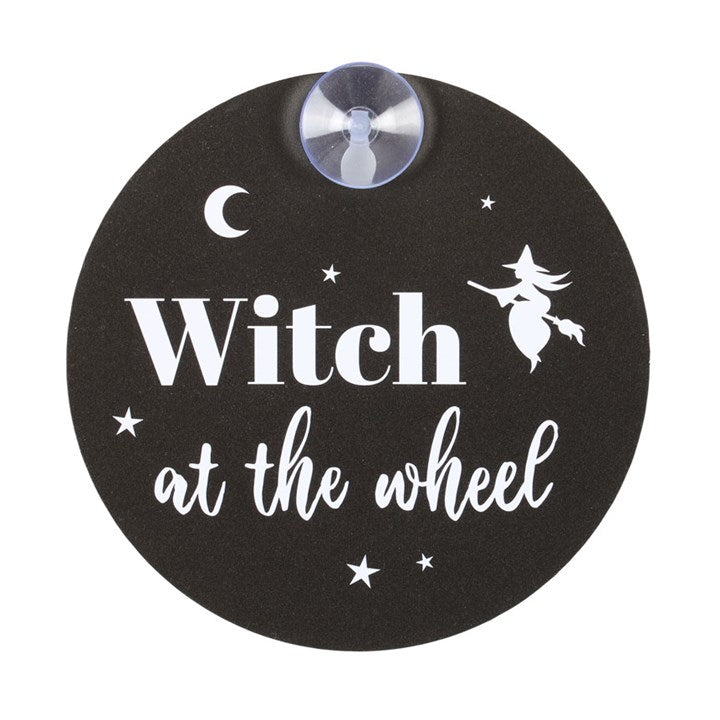 'Witch At The Wheel' Window Sign